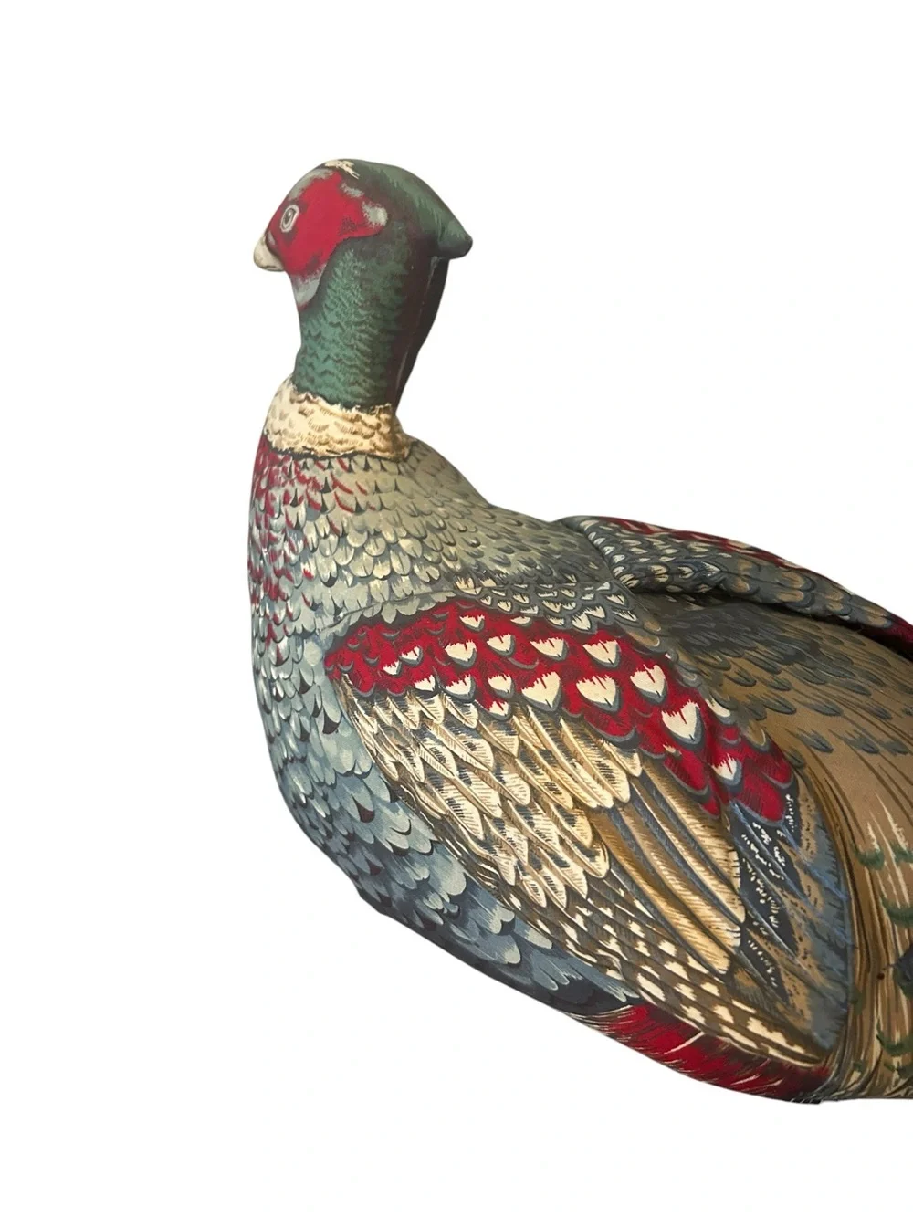 vtg pheasant accent pillow fabric primitive style Bird Primitive Style